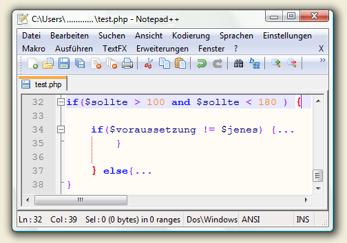 Syntax- und Klammerhervorhebung