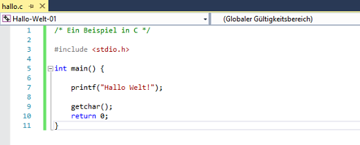 C-Code in Quelldatei einfügen