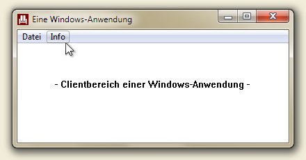 Eine Windows-Anwendung
        mit Clientbereich und Rahmen